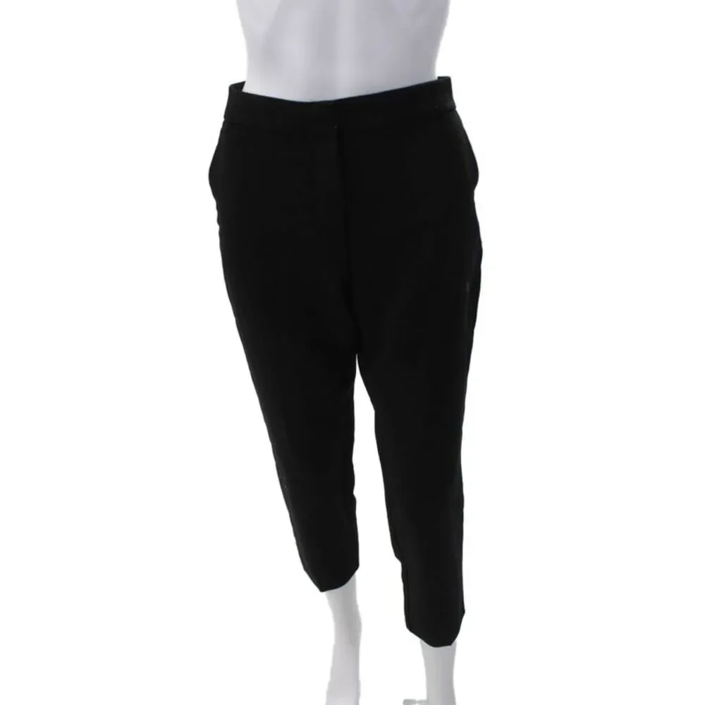 Zara Women's Button Closure Straight Leg Ankle Dress Pants Black Size S